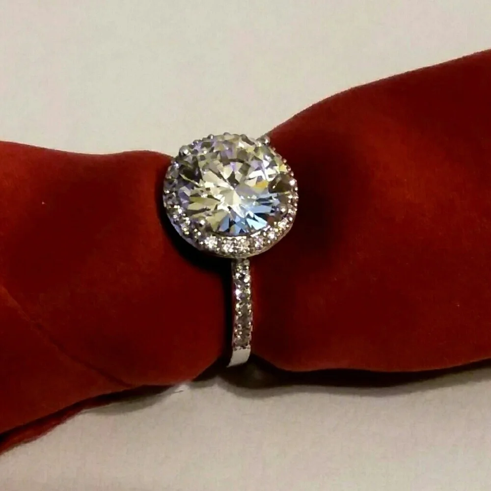 Genuine 925 Sterling Silver Engagement Ring